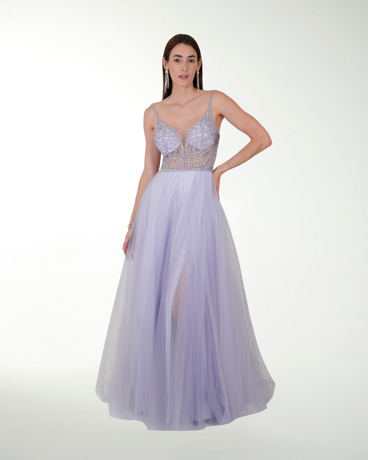 VESTIDO SY GRAN GALA ESTILO PRINCESA CON DESTELLOS DE BRILLO