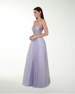VESTIDO SY GRAN GALA ESTILO PRINCESA CON DESTELLOS DE BRILLO