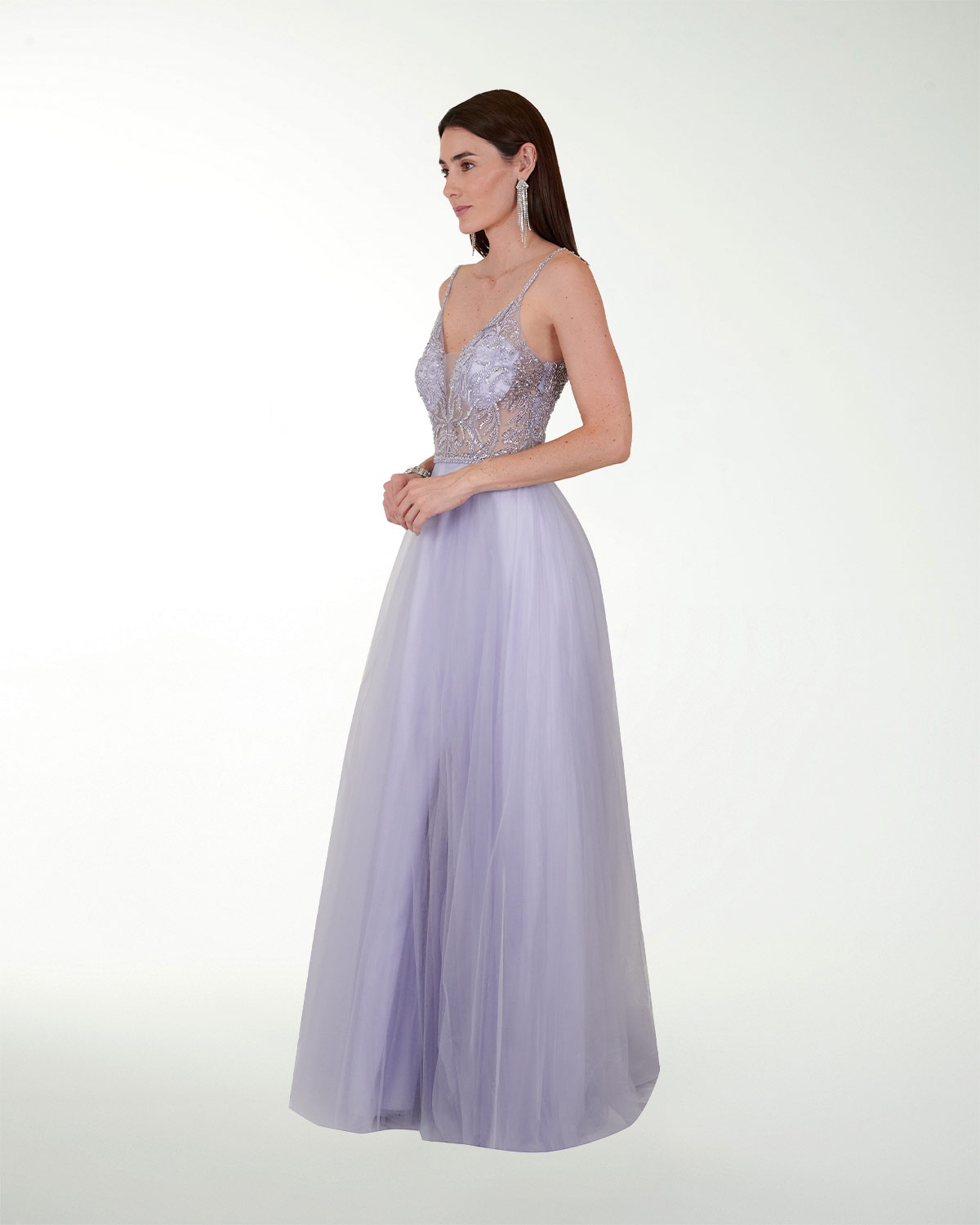 VESTIDO SY GRAN GALA ESTILO PRINCESA CON DESTELLOS DE BRILLO