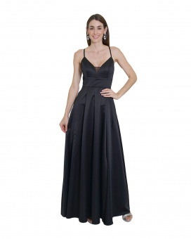 VESTIDO CL RASO ESCOTE EN V Y ENCAJE EN ESPALDA