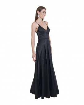 VESTIDO CL RASO ESCOTE EN V Y ENCAJE EN ESPALDA
