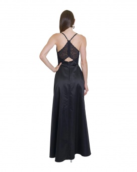 VESTIDO CL RASO ESCOTE EN V Y ENCAJE EN ESPALDA