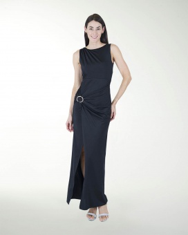 VESTIDO CL DRAPEADO CON APLICACION