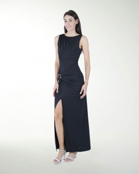 VESTIDO CL DRAPEADO CON APLICACION