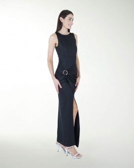 VESTIDO CL DRAPEADO CON APLICACION