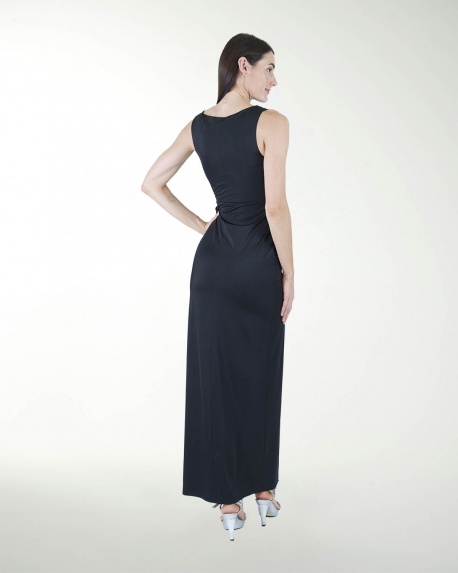 VESTIDO CL DRAPEADO CON APLICACION