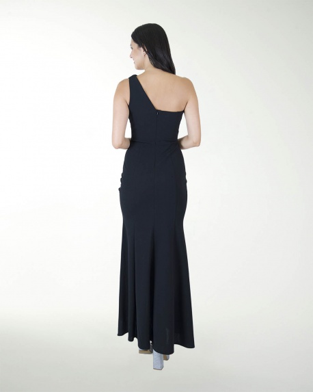 VESTIDO CL DE UN HOMBRO BICOLOR