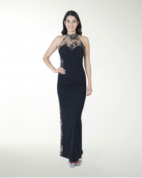 VESTIDO CL HALTER CON ENCAJE