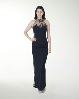 VESTIDO CL HALTER CON ENCAJE