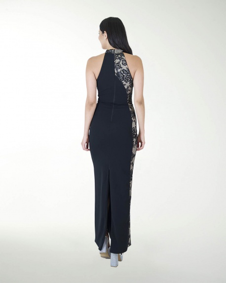 VESTIDO CL HALTER CON ENCAJE
