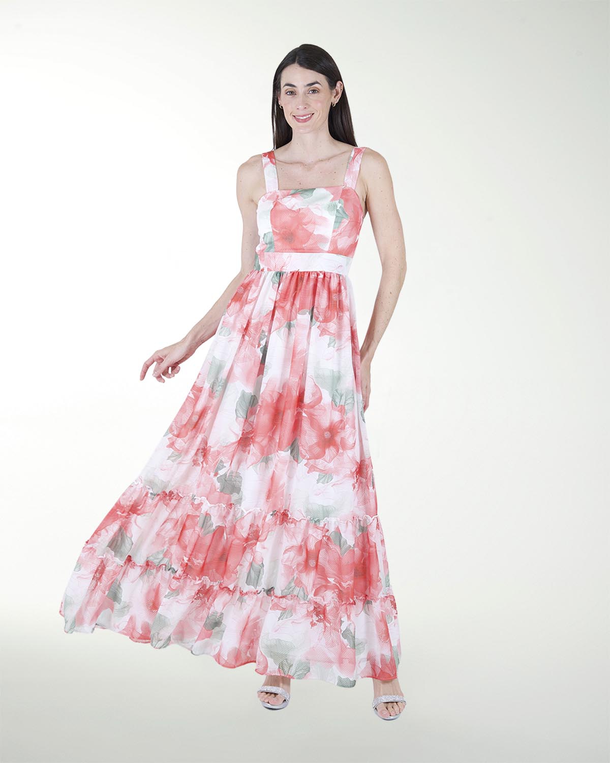 VESTIDO PL  LARGO  CON OLANES