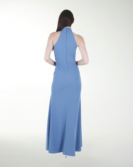 VESTIDO CL HALTER CON ESCAROLA EN FALDA