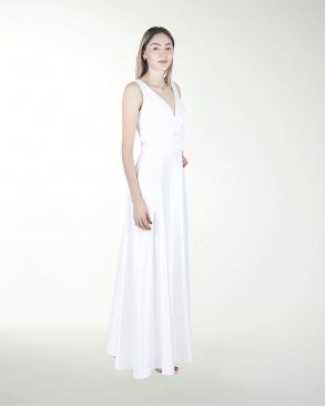 VESTIDO CL BLA ESCOTE EN V CON FAJILLA