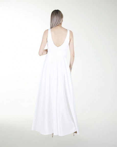 VESTIDO CL BLA ESCOTE EN V CON FAJILLA