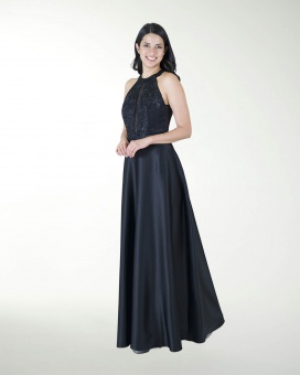 VESTIDO CL HALTER COMBINADO CON BORDADO