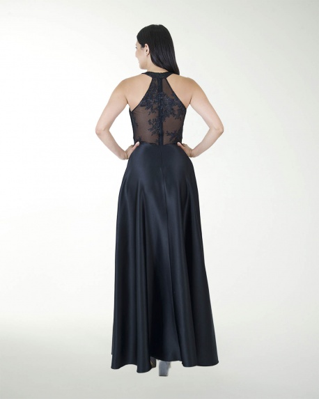 VESTIDO CL HALTER COMBINADO CON BORDADO