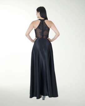 VESTIDO CL HALTER COMBINADO CON BORDADO