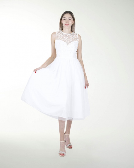 VESTIDO CC BLA MIDI CON BORDADO EN TALLE