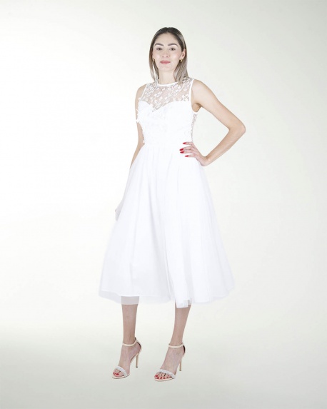 VESTIDO CC BLA MIDI CON BORDADO EN TALLE
