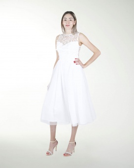 VESTIDO CC BLA MIDI CON BORDADO EN TALLE