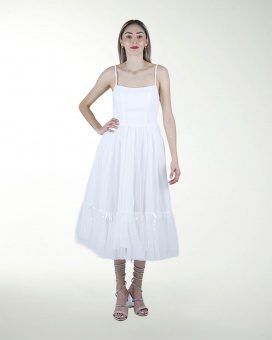 VESTIDO CC BLA CON MONOS EN FALDA