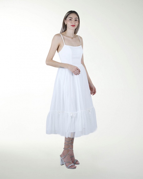 VESTIDO CC BLA CON MONOS EN FALDA