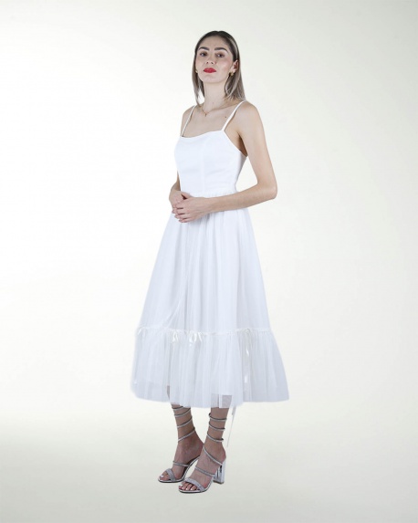 VESTIDO CC BLA CON MONOS EN FALDA