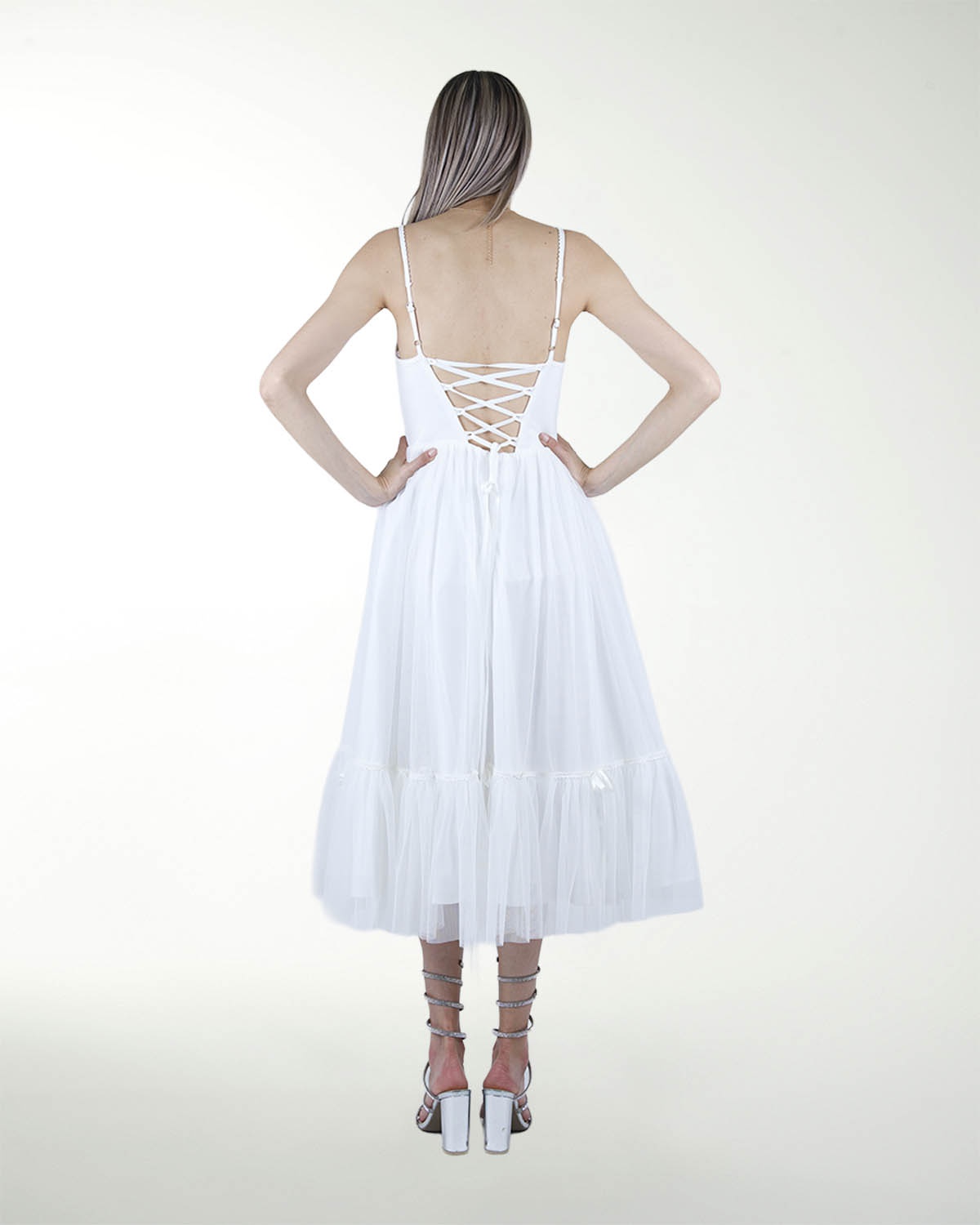 VESTIDO CC BLA CON MONOS EN FALDA