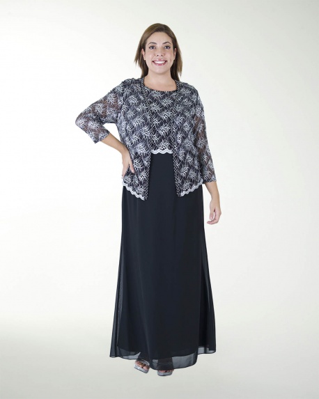 TMDA 14870 -3  VESTIDO TE CON SACO ENCAJE