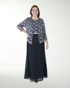 TMDA 14870 -3  VESTIDO TE CON SACO ENCAJE