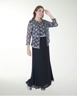 TMDA 14870 -3  VESTIDO TE CON SACO ENCAJE