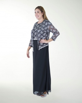 TMDA 14870 -3  VESTIDO TE CON SACO ENCAJE