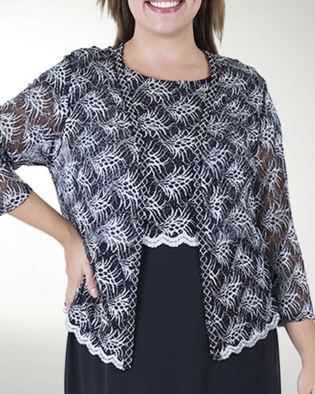 TMDA 14870 -3  VESTIDO TE CON SACO ENCAJE
