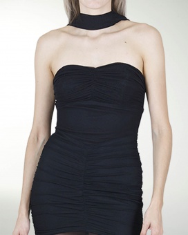 VESTIDO CL CON TRANSPARENCIA EN FALDA