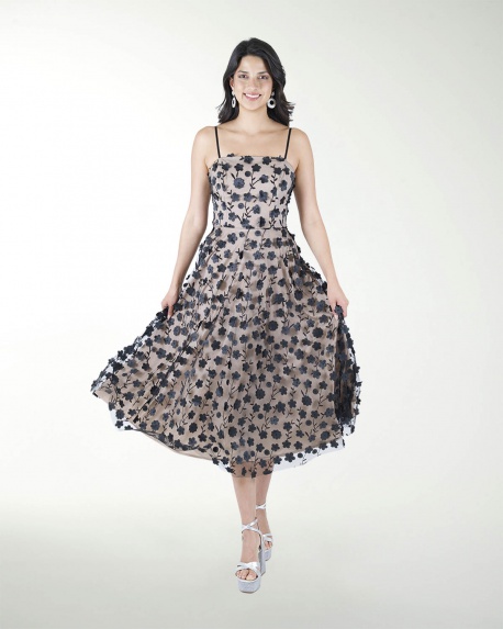 VESTIDO CC MIDI EN TELA 3D