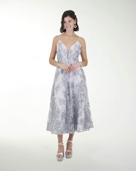VESTIDO CC ESCOTE EN V LARGO MIDI