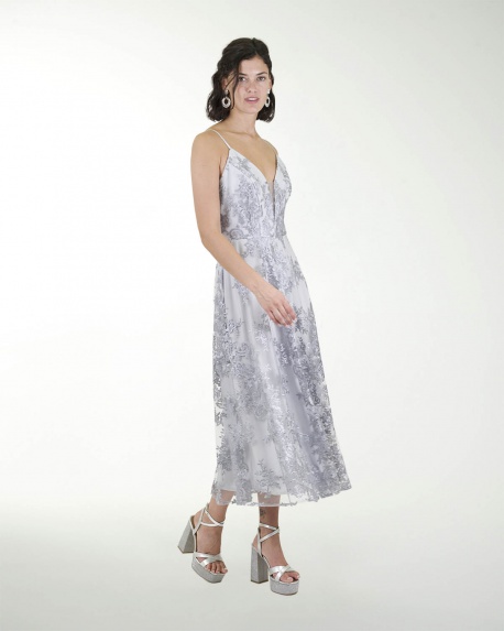 VESTIDO CC ESCOTE EN V LARGO MIDI