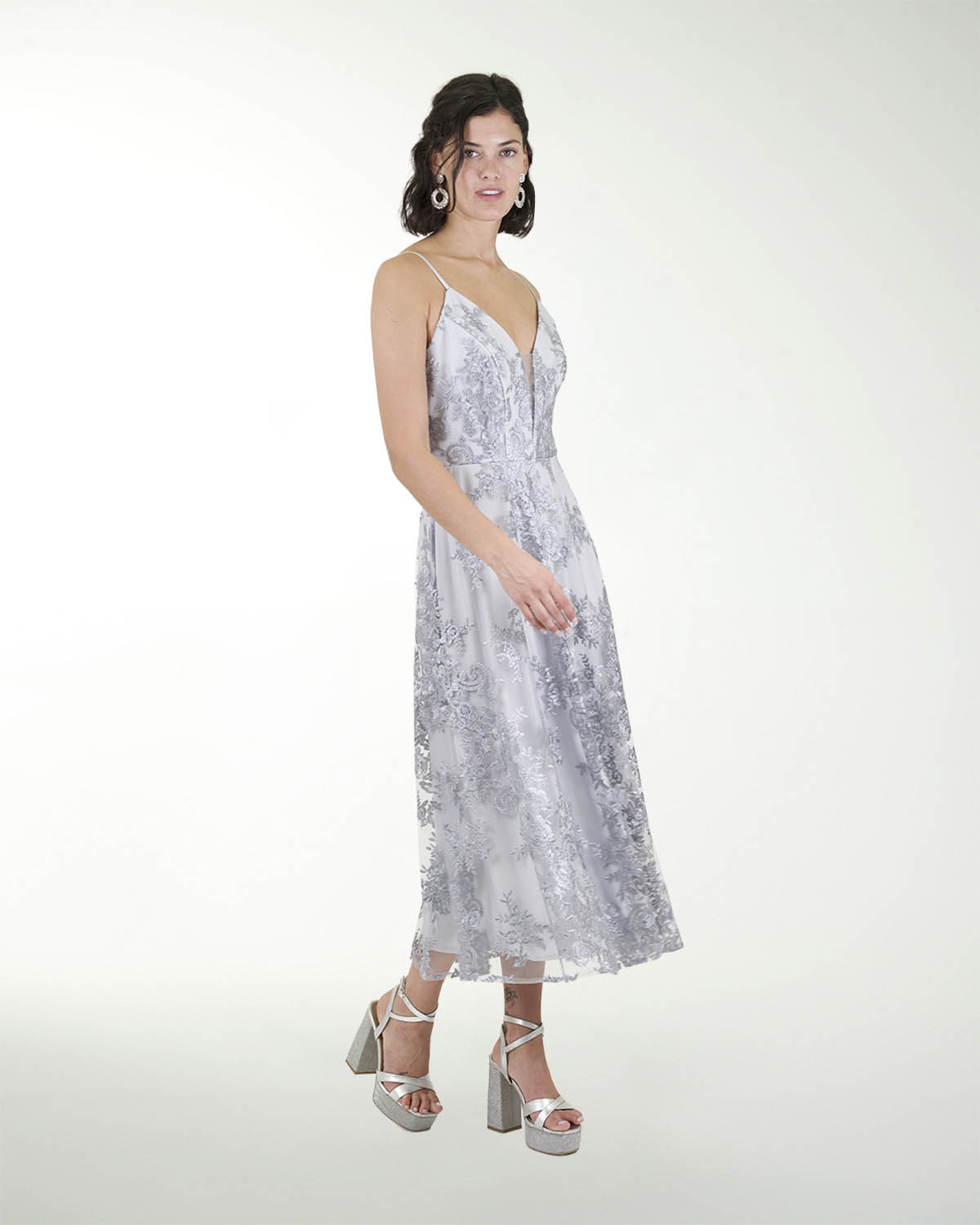 VESTIDO CC ESCOTE EN V LARGO MIDI