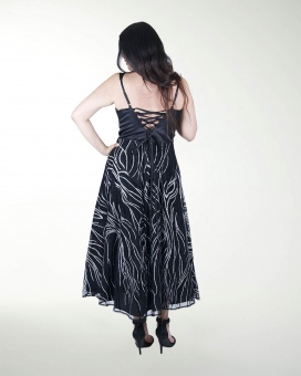 VESTIDO TE FALDA MIDI CON BRILLO