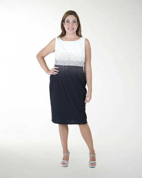 VESTIDO TE BICOLOR CON BRILLOS