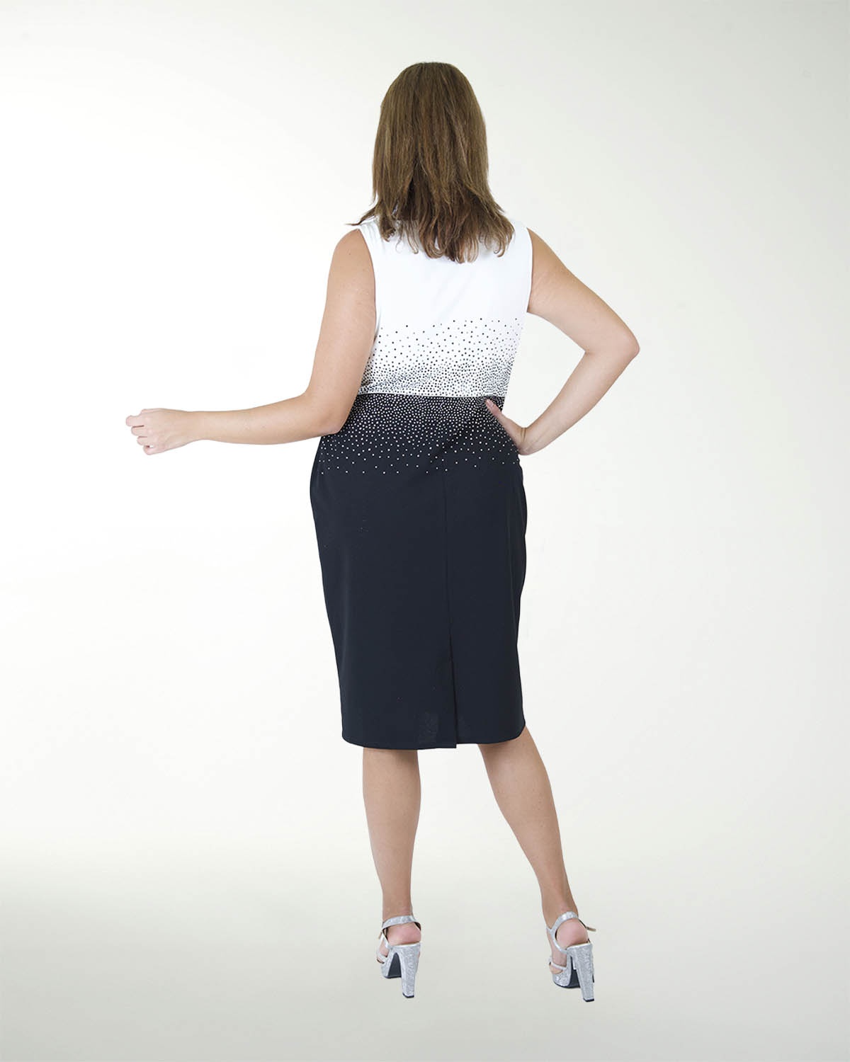 VESTIDO TE BICOLOR CON BRILLOS