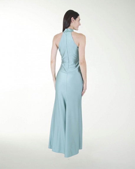 VESTIDO CL CUELLO HALTER DRAPEADO