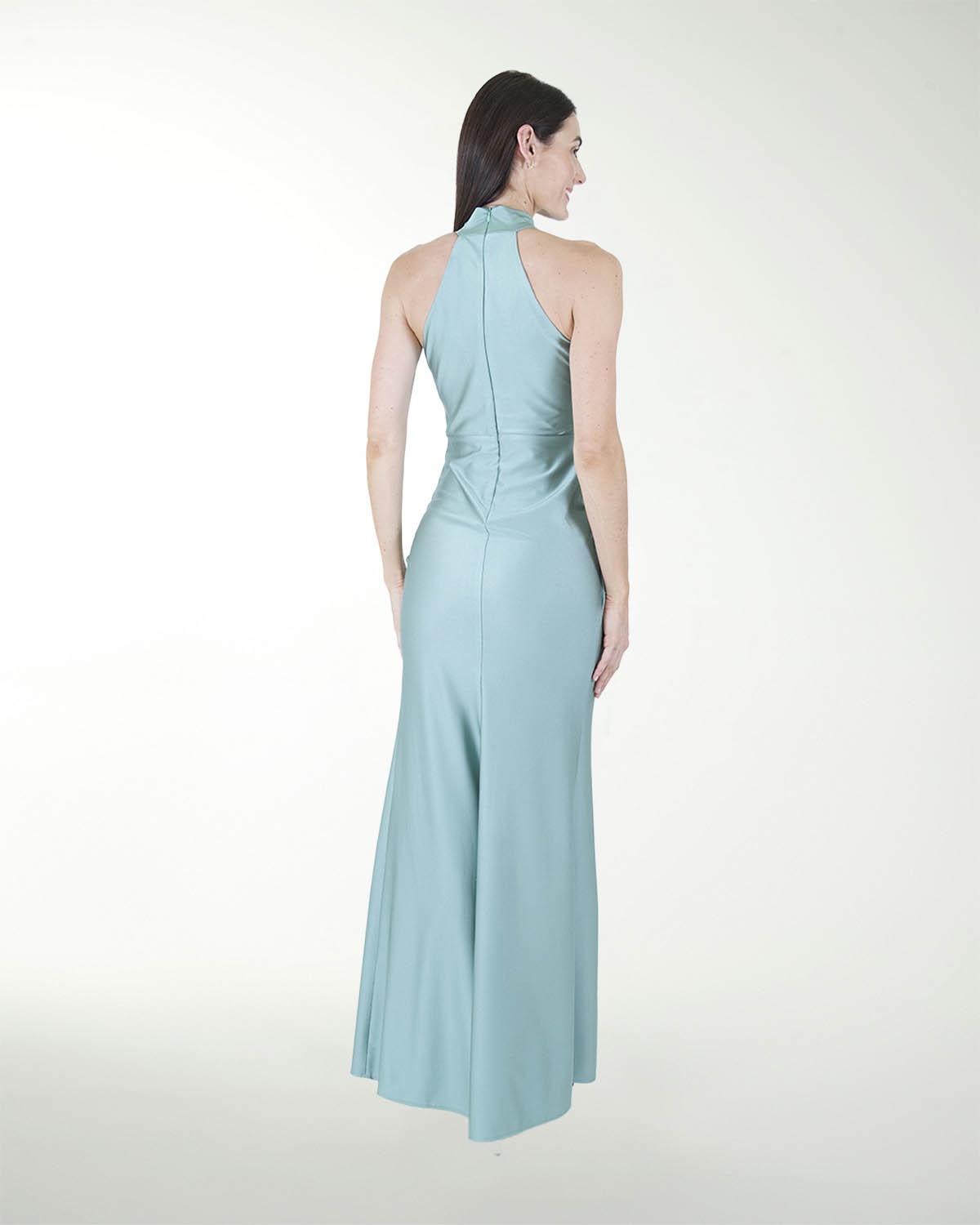 VESTIDO CL CUELLO HALTER DRAPEADO
