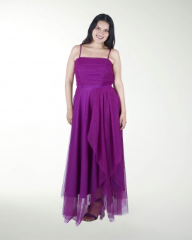 VESTIDO TE FALDA CON TRANSPARENCIA