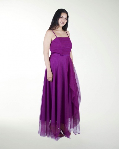 VESTIDO TE FALDA CON TRANSPARENCIA