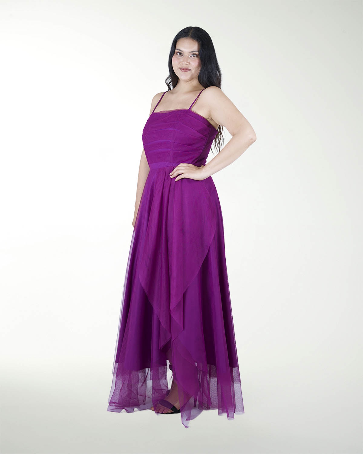 VESTIDO TE FALDA CON TRANSPARENCIA