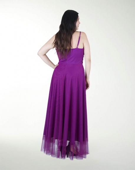 VESTIDO TE FALDA CON TRANSPARENCIA