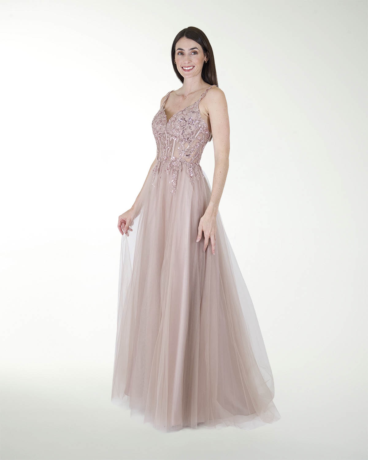 VESTIDO PR GRAN GALA CON BRILLO