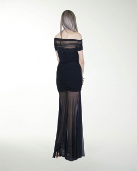 VESTIDO CL DRAPEADO DE HOMBRO DESCUBIERTO