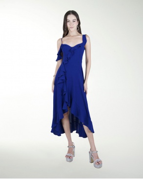 VESTIDO CASUAL CON ESCAROLAS